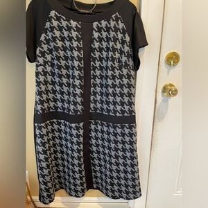 Robbie Bee Black and Gray Houndstooth Dress